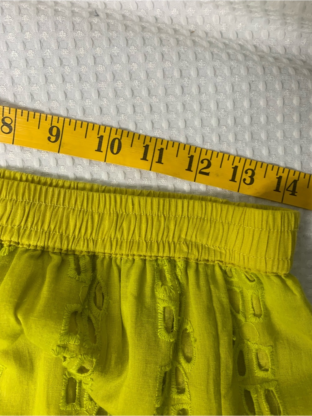 Nation AK Outfits Cotton Yellow Green Eyelet Button-Front Midi Skirt large - Picture 3 of 6